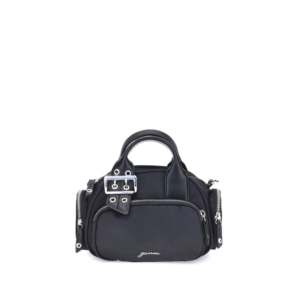 Ganni Schultertasche aus schwarzem Nylon